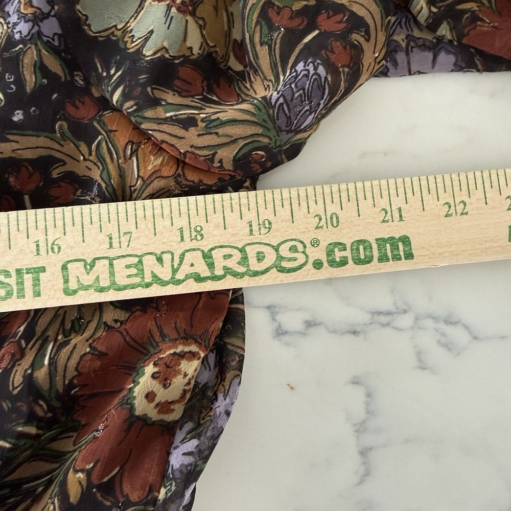 Piper & Scoot Floral Midi Dress L Sheer Long Sleeve Lined Black Boho Dark Floral - Picture 11 of 14